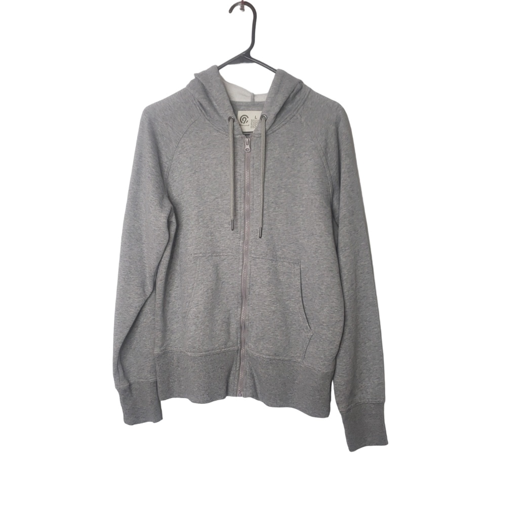 CHAMPION Zip Front Hooded Gray Sweatshirt Size Large